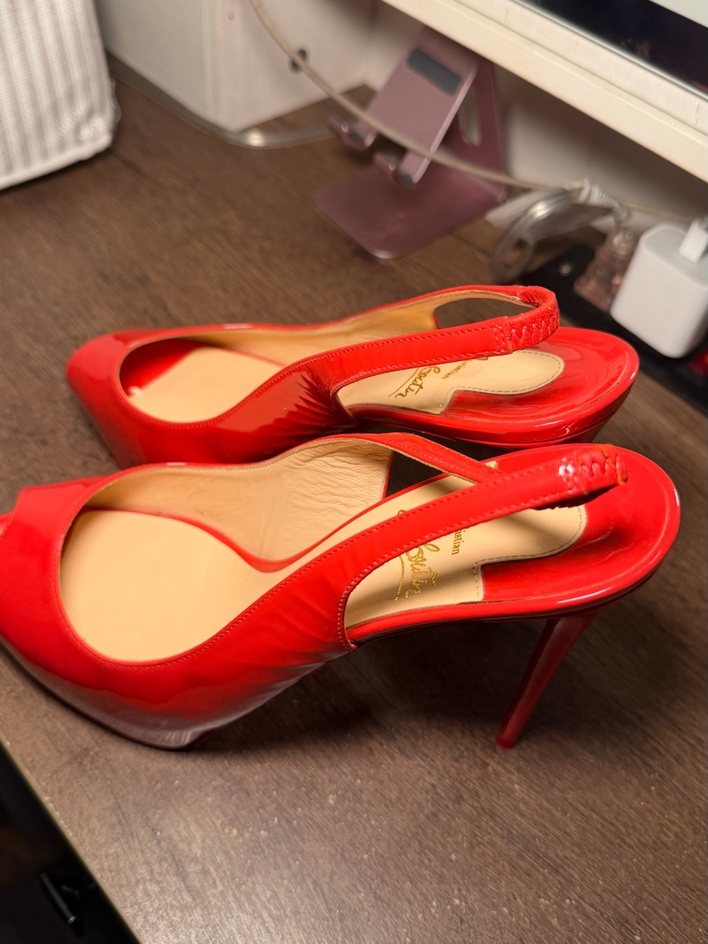 Red Patent Slingback Stiletto Heels Christian Louboutin